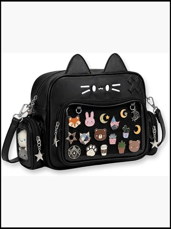 Girl\'s Cat Ita Bag Backpack with Clear Display Window for Pins Cosplay College main image 4
